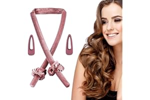 AVIDA ZEN Bigoodino [ Set Bigodino Rosa ] Bogodino Lungo per boccoli – Arricciacapelli Senza Calore | Fascia Morbida per capelli mossi senza danneggiarli! (Rosa Cotone)