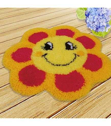 Kit DIY Tapis à Crochets – Loisir Créatif Pour Enfants Et Adultes – Toile Imprimée, Crochet Fourni – Décoration Maison 50x38cm - 4