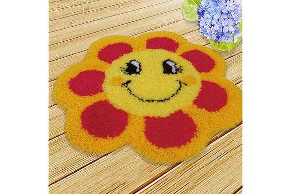 AYYDS Kit de tapis noué de 50 cm pour enfants et adultes - Fait à la main - Kit d'outils de fabrication à la main - Motif fleur