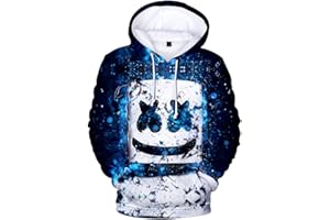 OLIPHEE Jungen Kapuzenpulli mit 3D Digital Druck für Teenager Fans DJ Sweater