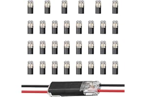 DEWFIGS ㅤ 30 Connettori Elettrici Rapidi, Connettori per Cavi Stagni Impermeabili Auto a 2 Poli Pratici, Adatti per Cavi da 18-22 AWG, per Installazioni Audio Illuminazione Veicoli Altre Applicazioni Elettriche