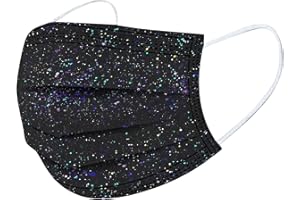 NCQIFEI 50 Pièces Adulte Jetable Protection Faciale 3 Couches Visage Tissu Impression Noir Blanc Couleur Non-tissé Bandeaux Femme et Hommes Confortable Anti-Poussière Respirable écharpe (C06)