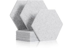 Rdutuok 12 Stück Akustik Panel,30x26x1cm Hexagon Akustik Absorber Schallschutzplatten Akustikpaneele Wand für Tonstudio, Büro,Studio und Wanddekoration (Silbergrau)