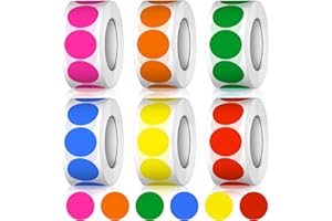 GICARE 3000 Piezas 20mm Gomets Colores Surtidos, 6 Rollo Pegatinas Redondas Adhesivos Colores Codificación Etiquetas Adhesivas para Calendario Hogar Oficina Escuela (500 Piezas/Rollo)