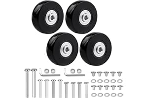 LSTOPGO Lot de 4 roues de rechange pour valise, 50 mm x 18 mm, roulettes pivotantes en caoutchouc avec roues de rechange 608zz (3 essieux)