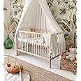 Mokee Mini Cot Bed Space Saving Cot - Wooden Crib with Adjustable Height - Converts to Toddler Bed - Scandinavian Design (White Beech)