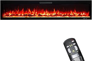 GLOW FIRE Camino elettrico Inside 182 (camino da incasso) – Camino elettrico con riscaldamento, LED multicolore e telecomando – Inserto camino da incasso a parete, 1500 W, 182,8 x 45,7 x 12,6 cm, nero