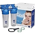 Double 10" Filter Housing Set Two Stage Water Filtration System 3/4" Connection