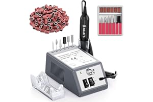 ALLE'S Torno para Uñas,Lima Electrica uñas Profesional 20000RPM Velocidad Ajustable,Kit de Manicura con 6 Brocas y 100 Bucles de Lija,para Manicura y Pedicura,Kit de Torno Uñas Portátil