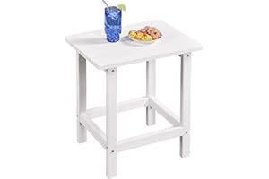 Soberine Tavolino da Giardino Quadrato per Esterno in HDPE, Tavolo da Balcone con Struttura a Doghe Portata 118 kg per Patio Bordo Piscina Spiaggia 45 x 35,5 x 45 cm Bianco