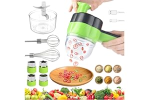 TOGETDREAM 4 in 1 Mini Elektrisch Zerkleinerer Küche Multizerkleinerer Küchenmaschine Lebensmittelzerkleinerer Fleischwolf mit USB-Anschluss für Obst, Gemüse, Käse, Nüsse und Babynahrung