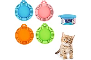 HCOVIV Silicone Couvercle Boite de Conserve 4 pièces，Couvercles Alimentaire Universels， Couvercle Conserve, Couverture En Silicone Pour Animaux