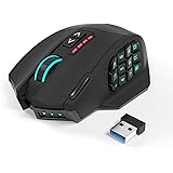 Gamspeed V8 Pro RGB MMO Lag-Free Wireless Gaming Mouse, 16,000 DPI Optical Sensor, 2.4 GHz transmission technology, Palm Grip