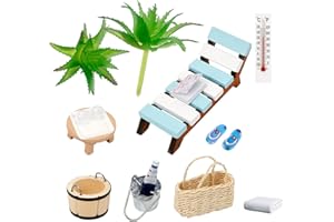 CAUTIOUS 16 Stück Miniatur Deko Sauna Zubehör, Wellness Deko Zubehör, Geldgeschenk Wellness Karte Wellness Gutschein, Miniatur Deko Sauna Zubehör, DIY Deko Mini Gartenmöbel für DIY Dekoration