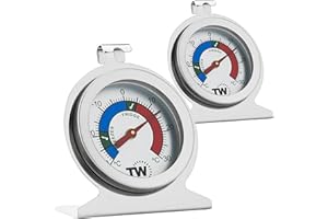 THERMOMETER WORLD Kühlschrank-/Gefrierschrank-Thermometer, Doppelpack, zur Überwachung von Kühlschrank, Temperatur, Edelstahl, Gefrierschrank und Kühlschranktemperatur, Thermometer