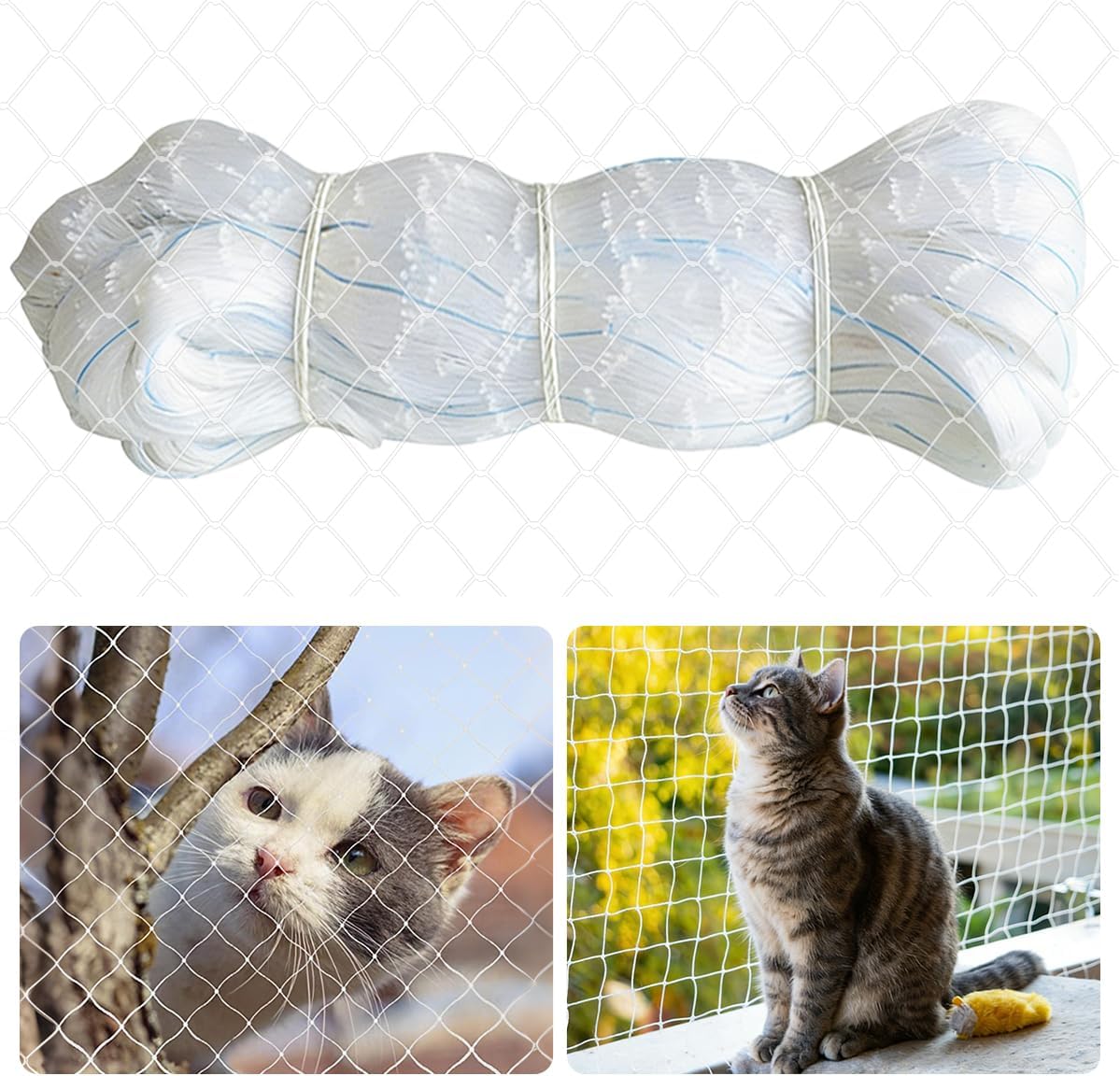 Red para Gatos Terraza, 5 x 5m Red Gatos Nylon, Red Gatos Ventanas Seguridad Transparente, Resistentes a La Rotura y Sin Taladros Red Gatos para Balcones, Puertas, Ventanas, Escaleras (5*5)