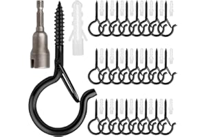 WIXITOOL 24 PCS Q-Hanger Hooks, Screw Hooks for Outdoor String Lights, Safety Buckle Design Cup Eye Hook for Hanging Christmas Lights, Plants, Wind Chimes, Mounted on Wall Ceiling, Include 1 Wing Nut Driver