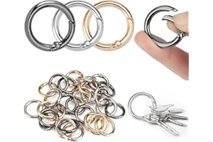 JINSION 30 Moschettoni per Borse e Portachiavi, 28mm Anelli a Molla Rotondi, Nero