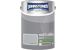 Johnstone's - Wall & Ceiling Paint - Manhattan Grey - Silk Finish - Emulsion Paint - Fantastic Coverage - Easy to Apply - Dry in 1-2 Hours - 12m2 Coverage per Litre - 5L