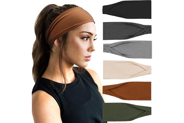 DRESHOW 6 Pièces Bandeau Cheveux pour Femme Yoga Courir Bandeaux Sport Entraînement Bandeaux Mignon Accessoire