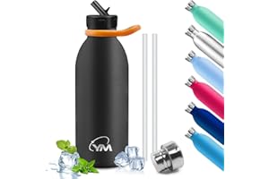 KollyKolla Botella Agua Acero Inoxidable, Botella Termica 750ml, Termo Sin BPA Ecológica, Botella de Agua Deportiva con Pajita y 2 Tapones, Cantimplora para Niños, Adultos, Deporte, Oficina, Gimnasio