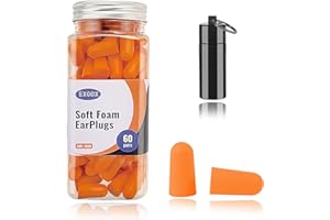 ‎EXGOX EXGOX Super weiche Schaumstoff-Ohrstöpsel,38dB höchster SNR, 60 Paar,Einheitsgröße,passt praktisch jedem Träger,bequem zum Schlafen,Schnarchen,Lernen,Reisen, Konzerte,laute Geräusche