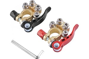 HOEMBPN Connettori Terminale Batteria Morsetto a Sgancio Rapido, Terminale Batteria a 4 Vie Positivo e Negativo, per Auto Barca Camion (1 Paio)