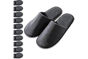 UINOFER 10 Paar Spa Hausschuhe, Einweg-Hotel-Baumwollsamt-Hausschuhe mit Geschlossenen Zehen für Haus, Schlafzimmer, Badezimmer, Innenbereich, Hotel oder kommerzielle Nutzung