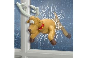 Celebright Decoración Animada de Renos navideños Que se estrellan – diversión Festiva Mientras Rudolph rompe a través de tu Ventana y patea Sus piernas Mientras Intenta moverse Gratis