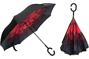 Braty Decorations Seitenverkehrter Stockschirm, Innovativer Regenschirm, Doppelschichtiger Regenschirm, Umgekehrter Regenschirm, Regenschirm mit C-förmigem Griff