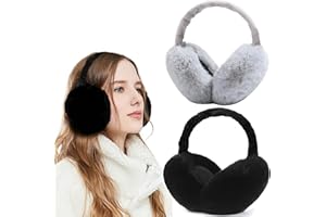 FSMILING Winter Ear muffs Women Warm Fluffy Earmuffs Adjustable Foldable Outdoor Ear Warmers For Women Girls Men，1pack/2pack