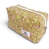 Fulia Elegance Makyaj &Ccedil;antası | Makeup Bag | Kapitone Bakım Seyahat Kozmetik &Ccedil;antası (Yeşil)
