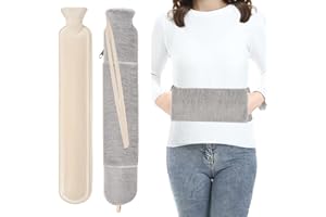 BORIYA Wärmflasche - Lang Wärmeflasche mit Bezug Flauschig, 2L Groß Wärmeflasche Schlauch, Hot Water Bottle mit Handwärmer, XXL Wärmflaschen Zum Umbinden, Gummi Längliche Plüsch Bettflasche für Frauen Männer