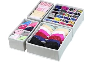 KEKECHAORAN Organizador de Armario Plegable, cajón Divisor, 4 Juegos, para almacenar Ropa Interior, Calcetines, Bufandas, Sujetador, Corbata