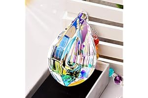 MerryNine Crystal Hanging Colorful Concave Teardrop Lamp Prisms Parts 76mm Loquat Shape Chandelier Lighting Crystal Pendant Curtain Decorative Jewelry Accessories Sun Catcher