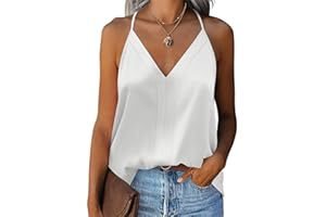 Zeagoo Canotta da Donna in Raso Estate Canottiera Spalline Sottili Cami Scollo a V Casual Camisole Senza Maniche Top