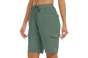 JINSHI Pantalones Cortos Cargo Mujer Shorts Ligero Verano Pantalón de Cintura Alta Deportivo para Senderismo Trekking con Múltiples Bolsillos