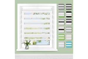 ‎BUSEU Doppelrollo Klemmfix ohne Bohren B80 x H130cm(Stoffbreite 76cm) Weiß, Rollos für Fenster, Rollo mit Lichtdurchlässig und Verdunkelnd/Höhe Stufenlos Verstellbar/Kindersicherung