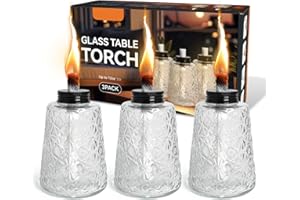 OUNGLYCHOI 3 Pack Oil Lamp Clear Glass Table Torch Citronella Oil Lamps Lantern with 3 Wicks for Indoor Outdoor Patio Decors