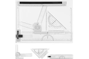 Fyeme Zeichenbrett A4 mit Anti Rutsch Matte Zeichenplatte A4 Multifunktionaler mit Schiebemaßstab Reißschiene Dreieckmaß Zeichenplatte Geeignet für Designer Ingenieure Studenten