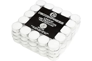 DECO EXPRESS Tealight Candles Multipack of 200, 100, 50, 25 or 24, Burning Time 4, 8 or 10 Hours - Tea Lights Candles (White 100/4 Hours)