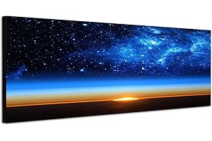 Paul Sinus Art Panoramabild auf Leinwand und Keilrahmen 120x40cm Erde Weltall Galaxie Sterne