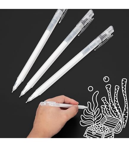 Juego de 9 bolígrafos de gel blancos, punta fina de 0,5 mm, 0,8 mm Juego de 9 bolígrafos de gel blancos, punta fina de 0,5 mm, 0,8 mm