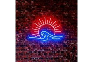 HFHUNGKEONG Sunrize Wave Letreros de Neón para Decoración de pared, Regulable LED Arylic Neon luz de neón Gaming para dormitorio de niños,sala de juegos,dormitorio,hogar,bar, 41 x 29 cm,Alimentado por USB