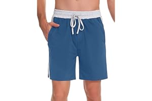 Bresdk Pantaloncini Sportivi Uomo Cotone con Tasche Pantaloni Pigiama Corti Estivi Leggeri Pantalone Estivo Bermuda da Mare Running