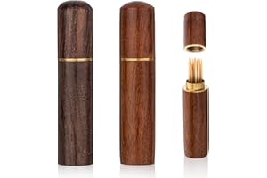 AHQIZFX 2Pack Toothpick Holder Portable Wood Toothpick Case Waterproof Handmade Craft Toothpick Pocket Box Mini Toothpick Box for Storage Toothpick Needle Pill Bead Ear Pick Cotton Swab and Other Small Object