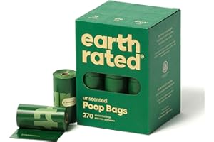 ‎EARTH RATED Earth Rated Hundekotbeutel, garantiert auslaufsichere und extra dicke Abfallsäcke als Nachfüllrollen für Hunde, unparfümiert, 270 Stück
