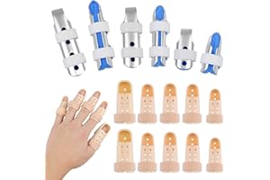 Homgaty 6 sztuk szyn na palce do sztywności palców i 10 sztuk ochraniaczy na palce z tworzywa sztucznego, stabilizator pasuje do wszystkich palców