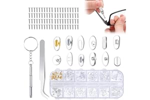 STROYAYO 60 Paare Brillen Nasenpads,Brillen Nasenpads Silikon 12 Stile,5 Paar Von Jedem Stil,Rutschfest Nasenpads für Brillen Das Set Enthält 80 Schrauben,Pinzetten und Kleine Schraubendreher