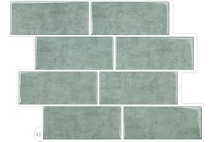 WoStick Adhesive Tiles, Kitchen Tiles, 10 Sheets, 3D Self-Adhesive Tiles, Metro Wall Tiles, Kitchen Tiles, Self-Adhesive Tile Stickers for Kitchen, Bathroom, 29 x 21 cm